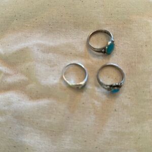 Trio silver and turquoise rings